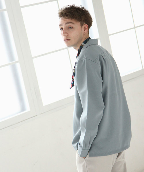 NILWAY（ニルウェイ）の「【Nilway】 ポリトロ長袖オープンカラーシャツ（シャツ/ブラウス・メンズ・ネイビー/ブラック系その他/グレー/レッド系その他/カーキ/ベージュ/ピンク/ブラック/ベージュ系その他/サックスブルー・LARGE/X-LARGE/MEDIUM）」の14枚目の写真