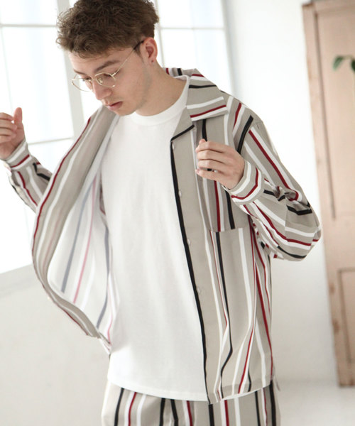 NILWAY（ニルウェイ）の「【Nilway】 ポリトロ長袖オープンカラーシャツ（シャツ/ブラウス・メンズ・ネイビー/ブラック系その他/グレー/レッド系その他/カーキ/ベージュ/ピンク/ブラック/ベージュ系その他/サックスブルー・LARGE/X-LARGE/MEDIUM）」の15枚目の写真