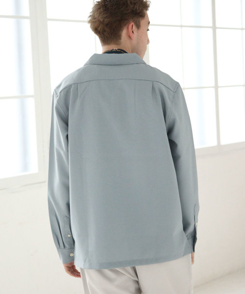 NILWAY（ニルウェイ）の「【Nilway】 ポリトロ長袖オープンカラーシャツ（シャツ/ブラウス・メンズ・ネイビー/ブラック系その他/グレー/レッド系その他/カーキ/ベージュ/ピンク/ブラック/ベージュ系その他/サックスブルー・LARGE/X-LARGE/MEDIUM）」の19枚目の写真