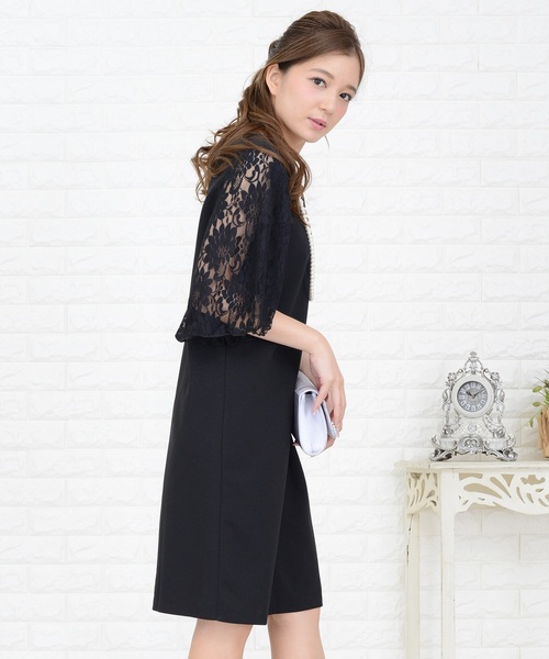 Lace Ladies(レースレディース)の「花柄レーススリーブコクーンワンピース・ドレス(ドレス・レディース・ブラック/ネイビー/グレー・S/M/L/XL/XXL)」の5枚目の写真