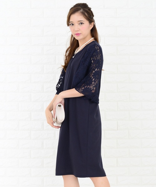 Lace Ladies(レースレディース)の「花柄レーススリーブコクーンワンピース・ドレス(ドレス・レディース・ブラック/ネイビー/グレー・S/M/L/XL/XXL)」の11枚目の写真