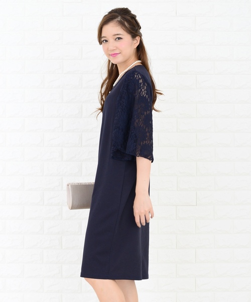 Lace Ladies(レースレディース)の「花柄レーススリーブコクーンワンピース・ドレス(ドレス・レディース・ブラック/ネイビー/グレー・S/M/L/XL/XXL)」の12枚目の写真