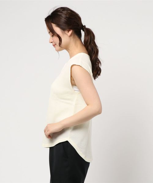 LOWRYS FARM（ローリーズファーム）の「ピグメントワッフルＳＳ　838595（Tシャツ/カットソー・レディース・アイボリー/ブラック/ベージュ/パープル・FREE）」の5枚目の写真