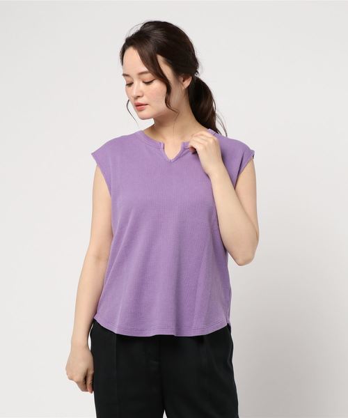 LOWRYS FARM（ローリーズファーム）の「ピグメントワッフルＳＳ　838595（Tシャツ/カットソー・レディース・アイボリー/ブラック/ベージュ/パープル・FREE）」の16枚目の写真