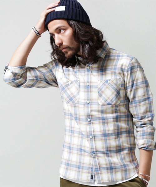 NANO universe（ナノユニバース）の「ヴィンテージライクチェックシャツ（シャツ/ブラウス・メンズ・サックスブルー/グリーン/ダークグリーン/ターコイズブルー/イエロー/レッド/チャコール・MEDIUM/SMALL/X-LARGE/LARGE）」の6枚目の写真