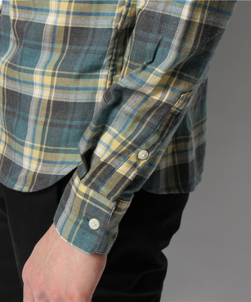 NANO universe（ナノユニバース）の「ヴィンテージライクチェックシャツ（シャツ/ブラウス・メンズ・サックスブルー/グリーン/ダークグリーン/ターコイズブルー/イエロー/レッド/チャコール・MEDIUM/SMALL/X-LARGE/LARGE）」の12枚目の写真