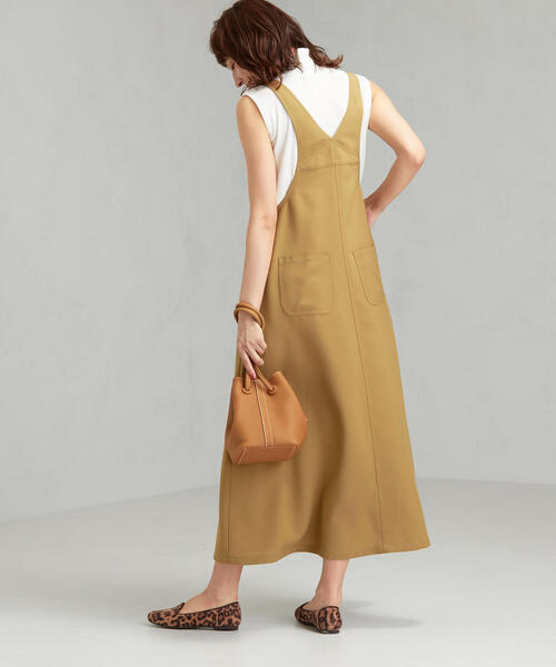 green label relaxing(グリーンレーベルリラクシング)の「SC フレア ジャンパースカート(ジャンパースカート・レディース・ベージュ/ブラック・FREE)」の6枚目の写真