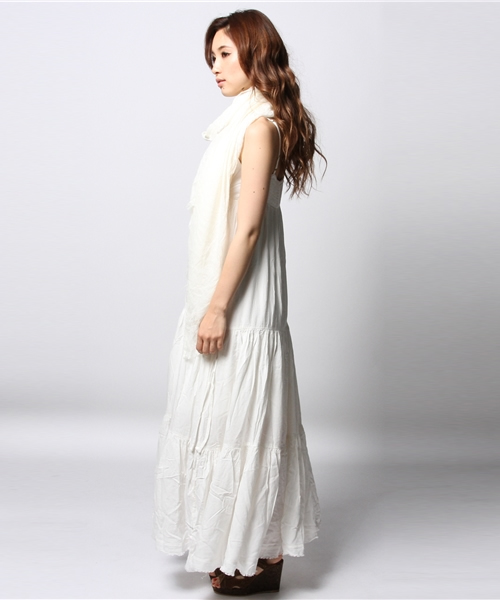 goa(ゴア)の「麻レーヨンストール付マキシワンピース(ワンピース・レディース・オフホワイト/キナリ/ベージュ/ブルー・FREE)」の6枚目の写真