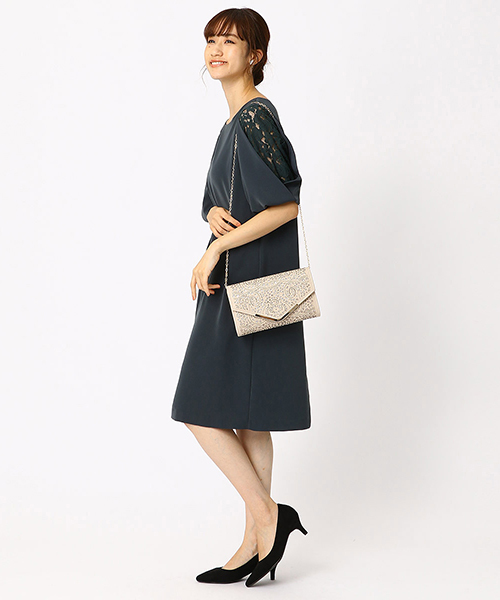 MONO　COMME CA（モノコムサ）の「カッティングレース パーティバッグ（クラッチバッグ・レディース・ブラック/ベージュ・FREE）」の10枚目の写真