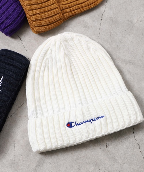 Champion（チャンピオン）の「WEGO/Championリブニットキャップ（ニットキャップ/ビーニー・メンズ・ダークグリーン/ブラック/ネイビー/ベージュ/パープル/ホワイト/グレー・FREE）」の2枚目の写真