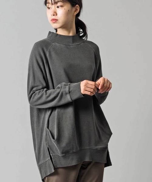 OMNES(オムネス)の「ピグメントバイオ加工 スウェット裏毛ボトルネックプルオーバー(Tシャツ/カットソー・レディース・ネイビー/カーキ/モカ/ブラック・FREE)」の3枚目の写真