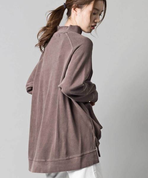 OMNES(オムネス)の「ピグメントバイオ加工 スウェット裏毛ボトルネックプルオーバー(Tシャツ/カットソー・レディース・ネイビー/カーキ/モカ/ブラック・FREE)」の7枚目の写真
