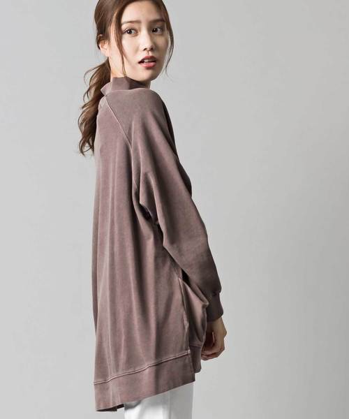 OMNES(オムネス)の「ピグメントバイオ加工 スウェット裏毛ボトルネックプルオーバー(Tシャツ/カットソー・レディース・ネイビー/カーキ/モカ/ブラック・FREE)」の8枚目の写真