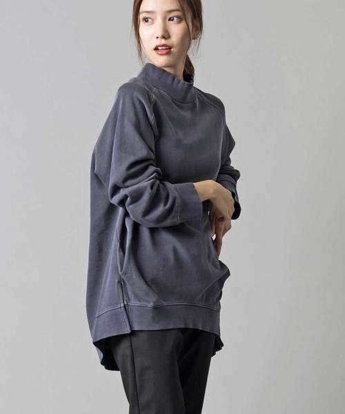 OMNES(オムネス)の「ピグメントバイオ加工 スウェット裏毛ボトルネックプルオーバー(Tシャツ/カットソー・レディース・ネイビー/カーキ/モカ/ブラック・FREE)」の12枚目の写真