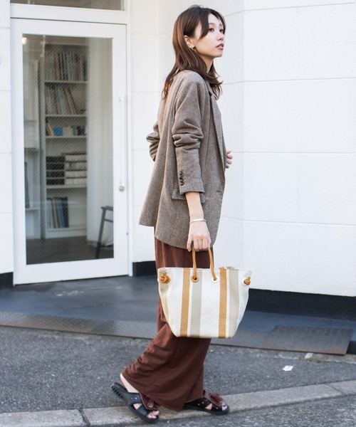 VitaFelice（ヴィータフェリーチェ）の「ストライプ2way巾着ショルダーバッグ（ショルダーバッグ・レディース・ブラック/ブラウン/グリーン/キャメル・FREE）」の15枚目の写真