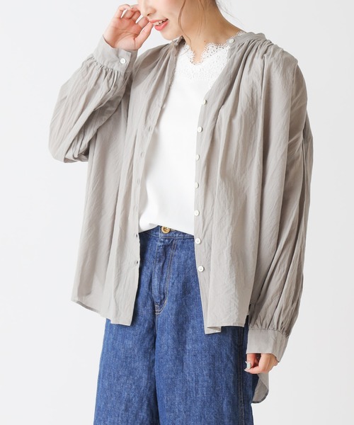 PUAL CE CIN（ピュアルセシン）の「バンドカラーブラウス（シャツ/ブラウス・レディース・シルバー/オフホワイト・FREE）」の2枚目の写真