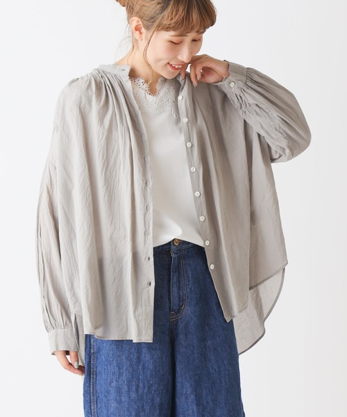 PUAL CE CIN（ピュアルセシン）の「バンドカラーブラウス（シャツ/ブラウス・レディース・シルバー/オフホワイト・FREE）」の3枚目の写真