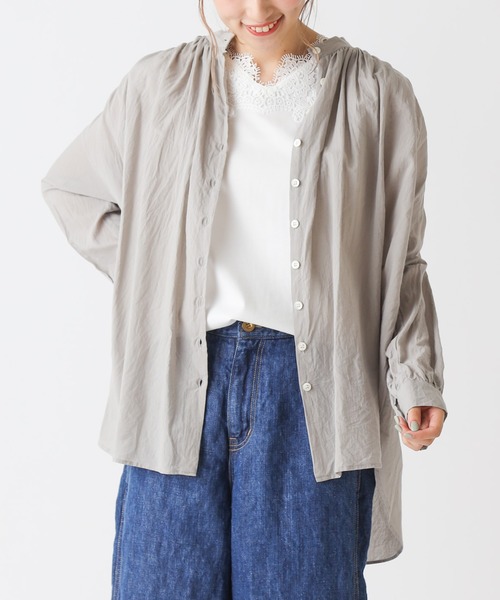 PUAL CE CIN（ピュアルセシン）の「バンドカラーブラウス（シャツ/ブラウス・レディース・シルバー/オフホワイト・FREE）」の9枚目の写真