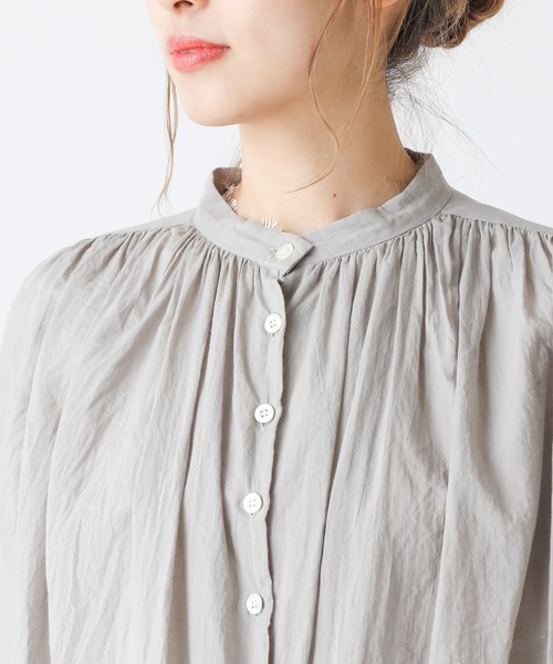 PUAL CE CIN（ピュアルセシン）の「バンドカラーブラウス（シャツ/ブラウス・レディース・シルバー/オフホワイト・FREE）」の11枚目の写真