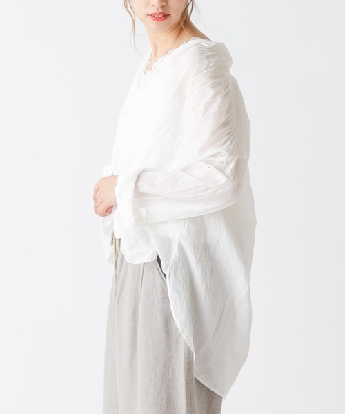 PUAL CE CIN（ピュアルセシン）の「バンドカラーブラウス（シャツ/ブラウス・レディース・シルバー/オフホワイト・FREE）」の17枚目の写真