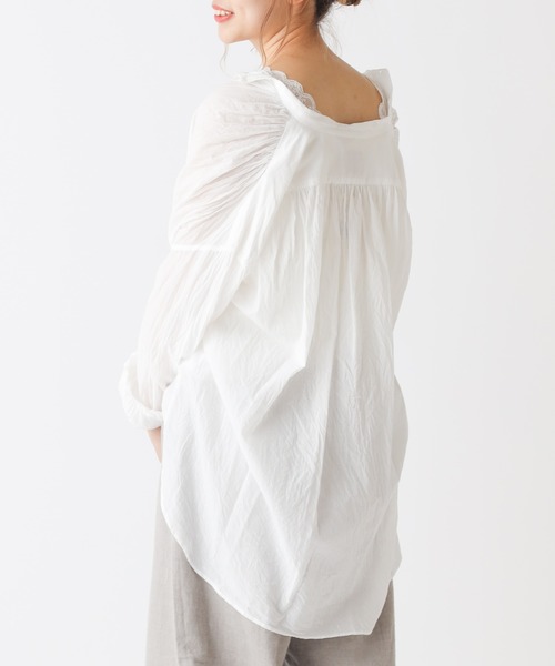 PUAL CE CIN（ピュアルセシン）の「バンドカラーブラウス（シャツ/ブラウス・レディース・シルバー/オフホワイト・FREE）」の16枚目の写真