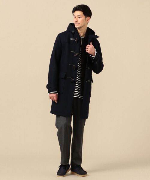 【ships】スーパー140's wool100％ 紺色　メンズPコート SHIPS（シップス） スーパー140'S メルトン シングル ロング P