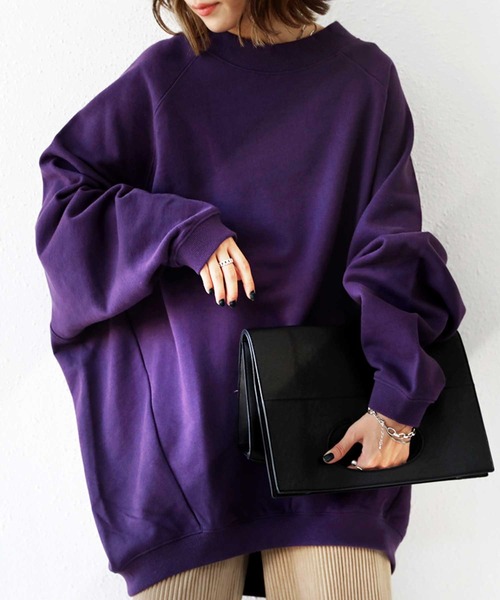 antiqua(アンティカ)の「超ビッグシルエット!コクーントップス(スウェット・レディース・グレイッシュベージュ/アッシュ/アイボリー/カーキ/ブルー系その他/オレンジ/パープル/グリーン系その他・FREE)」の7枚目の写真