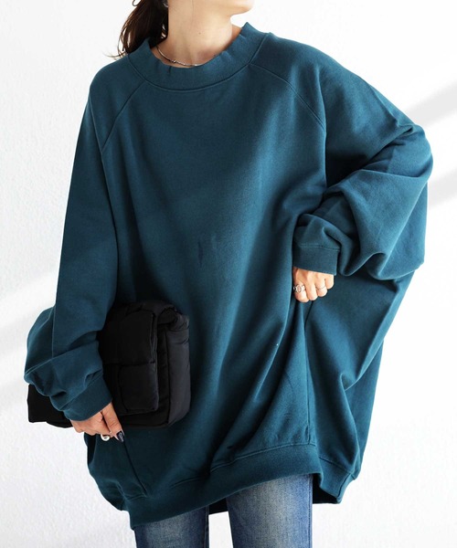 antiqua(アンティカ)の「超ビッグシルエット!コクーントップス(スウェット・レディース・グレイッシュベージュ/アッシュ/アイボリー/カーキ/ブルー系その他/オレンジ/パープル/グリーン系その他・FREE)」の6枚目の写真