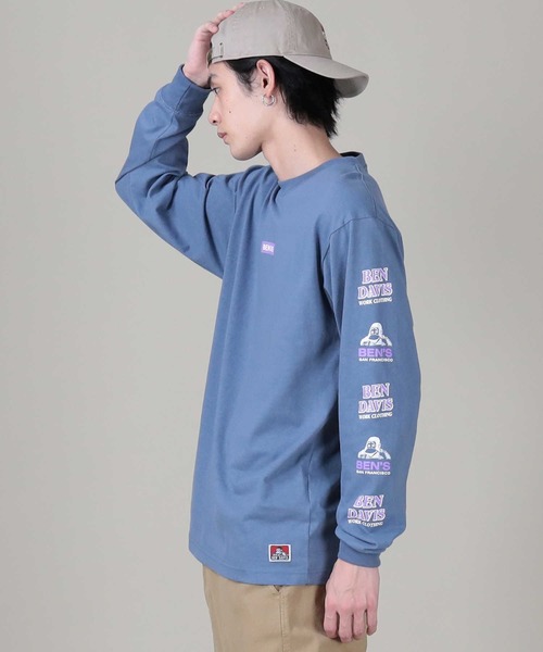 BEN DAVIS（ベンデイビス）の「【BEN DAVIS】スリーブプリントロンＴ（Tシャツ/カットソー・メンズ・ブルー/ホワイト/ブラック・M/L/XL）」の15枚目の写真