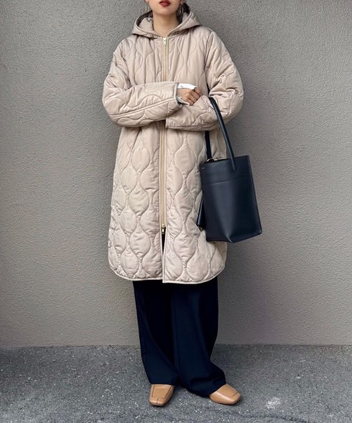 セール】美シルエット3wayキルティングフードコート（その他