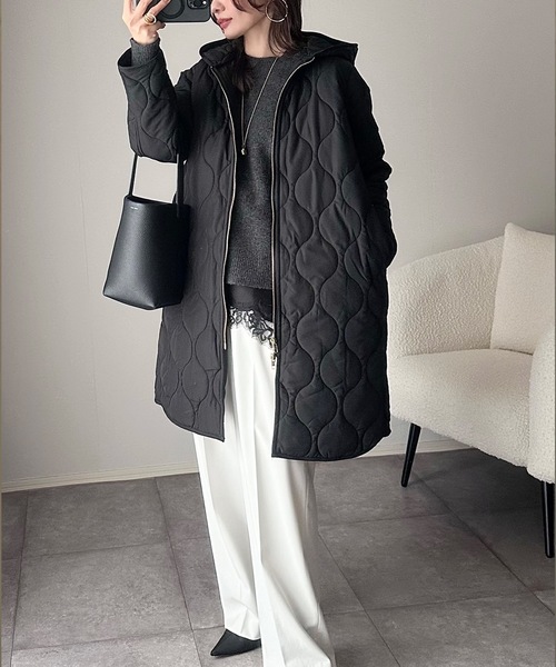 セール】美シルエット3wayキルティングフードコート（その他アウター
