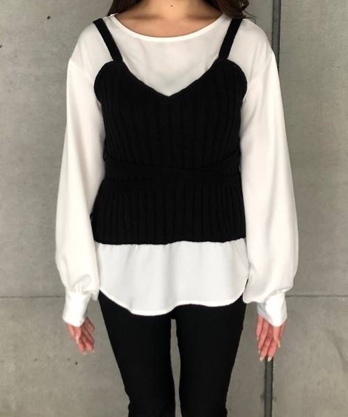 ENVYM(アンビー)の「Knitキャミドッキングブラウス(シャツ/ブラウス・レディース・ベージュ/グレー/ブラック・FREE)」の5枚目の写真