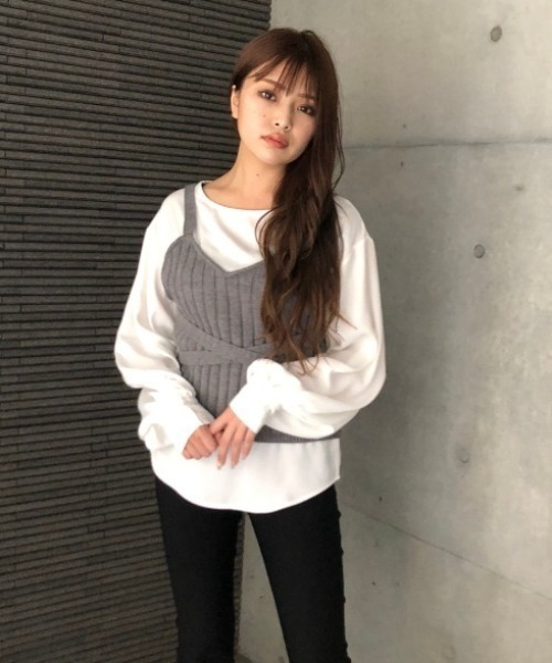 ENVYM(アンビー)の「Knitキャミドッキングブラウス(シャツ/ブラウス・レディース・ベージュ/グレー/ブラック・FREE)」の16枚目の写真