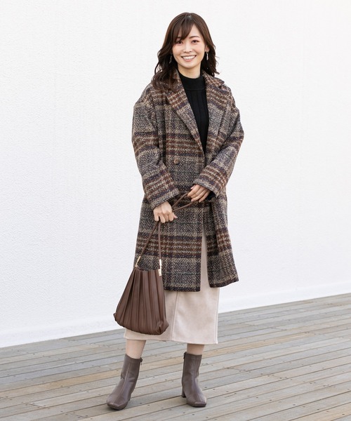 prose verse（プロズヴェール）の「リンクツイードチェック柄コート（その他アウター・レディース・ネイビー/ブラウン・MEDIUM/LARGE）」の21枚目の写真