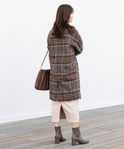 prose verse（プロズヴェール）の「リンクツイードチェック柄コート（その他アウター・レディース・ネイビー/ブラウン・MEDIUM/LARGE）」の4枚目の写真