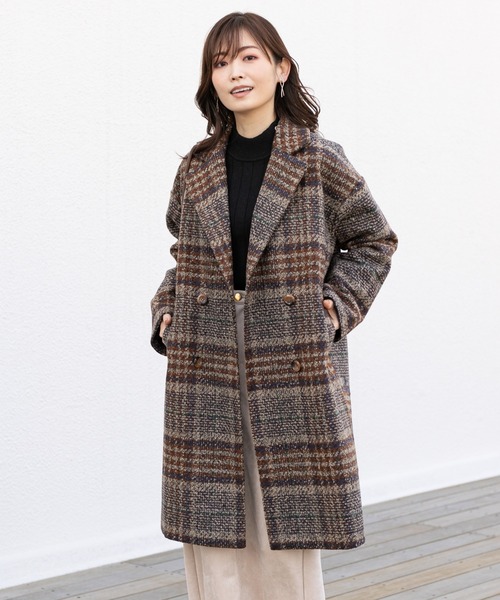 prose verse（プロズヴェール）の「リンクツイードチェック柄コート（その他アウター・レディース・ネイビー/ブラウン・MEDIUM/LARGE）」の14枚目の写真