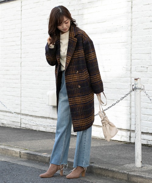 prose verse（プロズヴェール）の「リンクツイードチェック柄コート（その他アウター・レディース・ネイビー/ブラウン・MEDIUM/LARGE）」の8枚目の写真