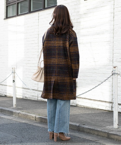 prose verse（プロズヴェール）の「リンクツイードチェック柄コート（その他アウター・レディース・ネイビー/ブラウン・MEDIUM/LARGE）」の9枚目の写真