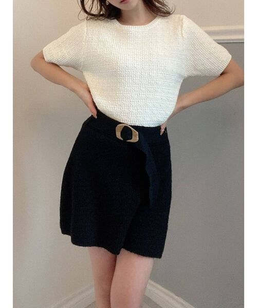 RESEXXY（リゼクシー）の「ニットスカパン【セットアップ着用可能】（その他パンツ・レディース・オフホワイト/ブラック/ベージュ・FREE）」の2枚目の写真