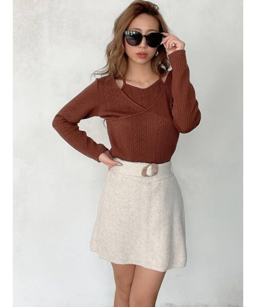 RESEXXY（リゼクシー）の「ニットスカパン【セットアップ着用可能】（その他パンツ・レディース・オフホワイト/ブラック/ベージュ・FREE）」の4枚目の写真