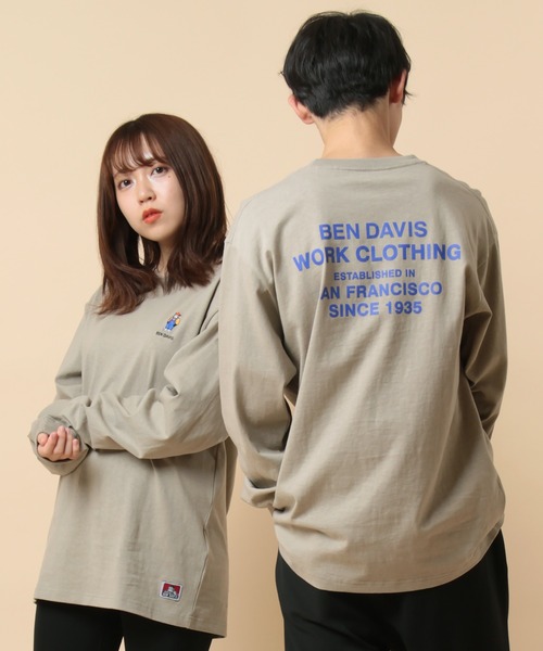 BEN DAVIS(ベンデイビス)の「【BEN DAVIS/ベンデイビス】ミニゴリラ 刺繍 ワンポイント ロゴプリント バックプリント ロングスリーブ/長袖ロンT(Tシャツ/カットソー・メンズ・ホワイト/ブラック/ベージュ・M/L/XL)」の3枚目の写真