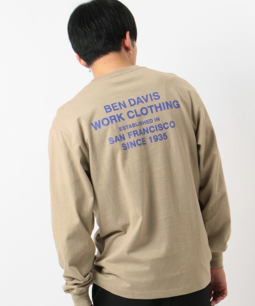 BEN DAVIS(ベンデイビス)の「【BEN DAVIS/ベンデイビス】ミニゴリラ 刺繍 ワンポイント ロゴプリント バックプリント ロングスリーブ/長袖ロンT(Tシャツ/カットソー・メンズ・ホワイト/ブラック/ベージュ・M/L/XL)」の10枚目の写真
