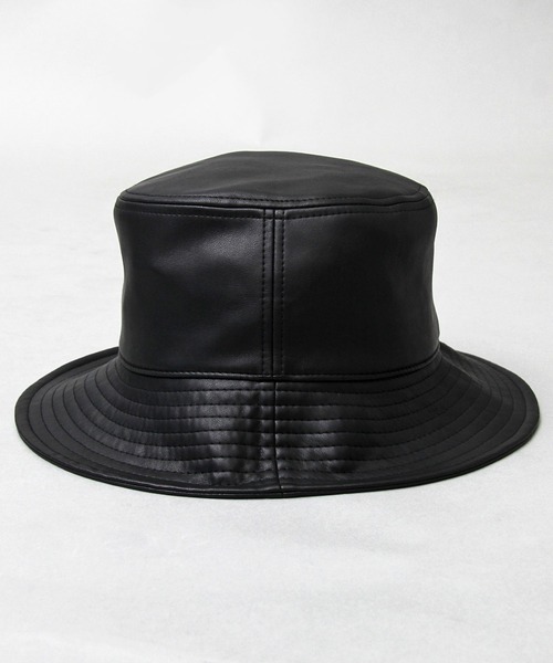 セール】A.M.S.別注 フェイクレザー ツイル デニム つば広 バケット