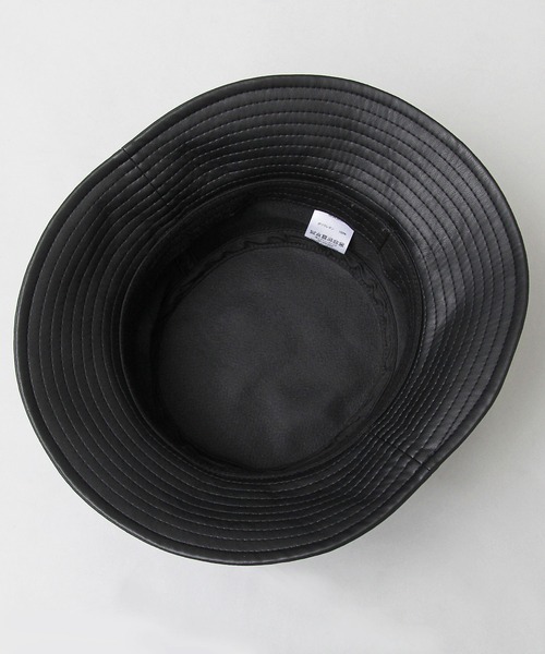 セール】A.M.S.別注 フェイクレザー ツイル デニム つば広 バケット