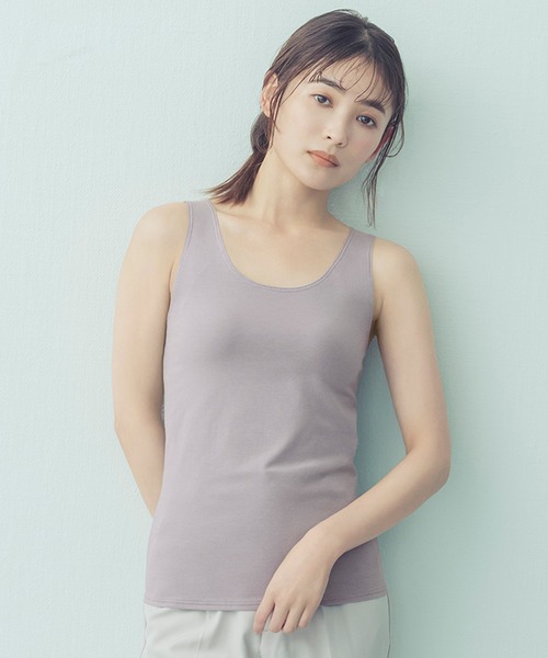 WING(ウイング)の「「シンクロブラトップ」カップ付きノースリーブ(インナーウェア/肌着・レディース・チャコールグレー/ダークブラウン/ライトブラウン/ライトブルー/ピンク/クリーム/バイオレット/ブラック/サーモンピンク/パープル/ブラウン・M/L/S)」の10枚目の写真