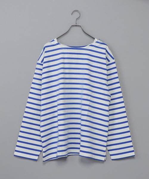 CIAOPANIC（チャオパニック）の「【ユニセックスで着用可能!!】バスクボーダーロングスリーブTシャツ（Tシャツ/カットソー・メンズ・グリーン/ネイビー/パープル・FREE）」の20枚目の写真