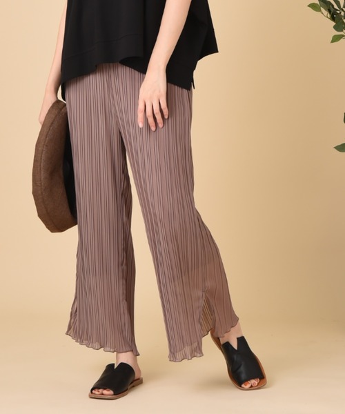 INTERPLANET（インタープラネット）の「プリーツジョーゼットパンツ（その他パンツ・レディース・チャコールグレー/ブルー/モカ・FREE）」の3枚目の写真