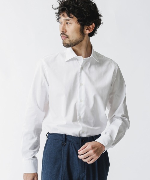 NANO universe（ナノユニバース）の「：ツイルセミワイドシャツ（ビジネスシャツ・メンズ・ホワイト/サックスブルー・S/L/M）」の2枚目の写真