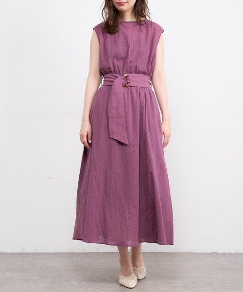 natural couture（ナチュラルクチュール）の「【WEB限定カラー有り】べっ甲Dかん太ベルト涼しげワンピース（ワンピース・レディース・ブラック/ベージュ/パープル/ミント/その他1/その他2/その他3/その他4・FREE）」の20枚目の写真