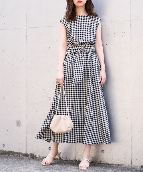 natural couture（ナチュラルクチュール）の「【WEB限定カラー有り】べっ甲Dかん太ベルト涼しげワンピース（ワンピース・レディース・ブラック/ベージュ/パープル/ミント/その他1/その他2/その他3/その他4・FREE）」の18枚目の写真